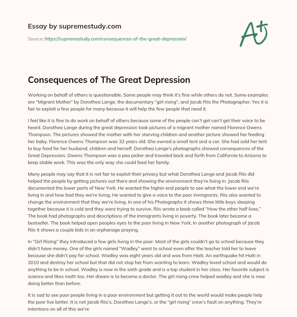 depression consequences essay