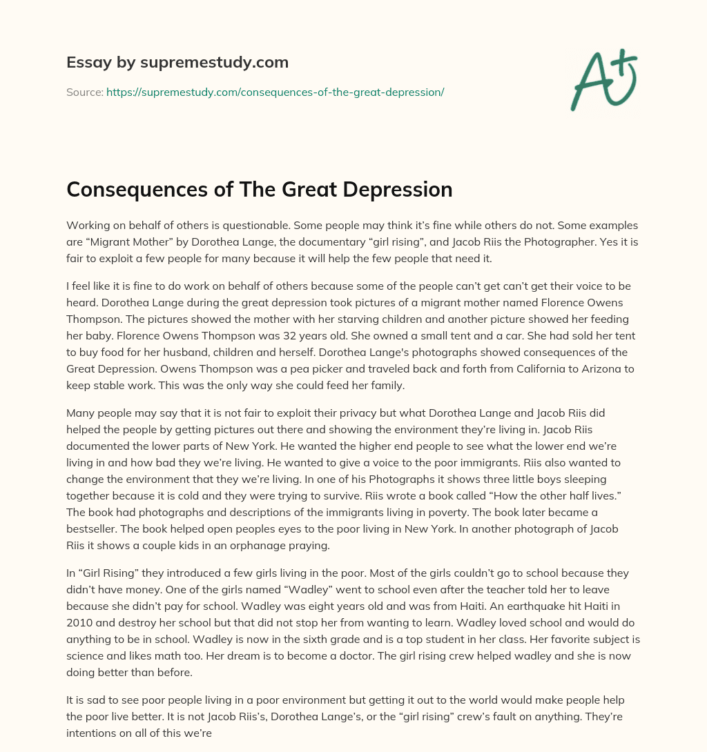 Consequences of The Great Depression essay