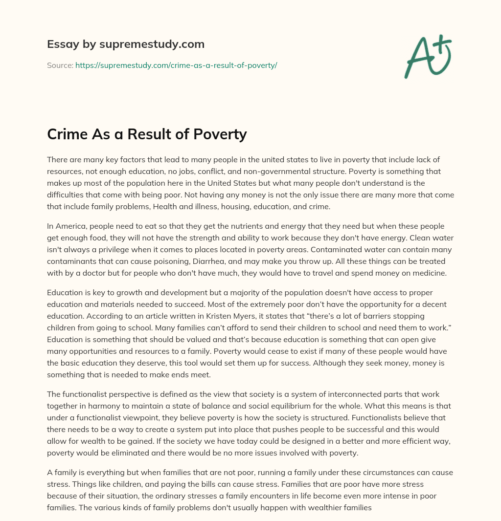 Crime As a Result of Poverty essay