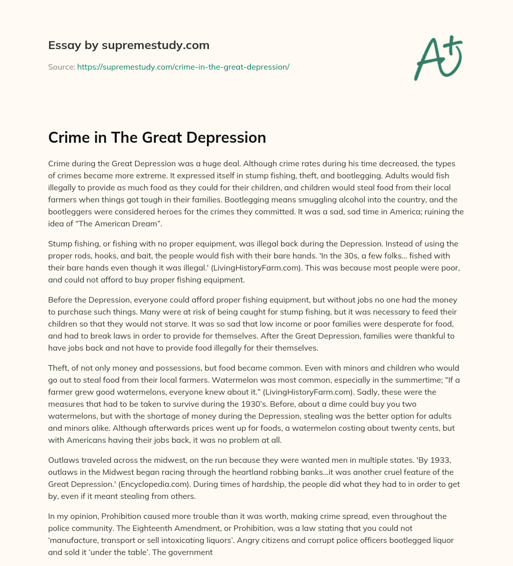 Crime in The Great Depression essay
