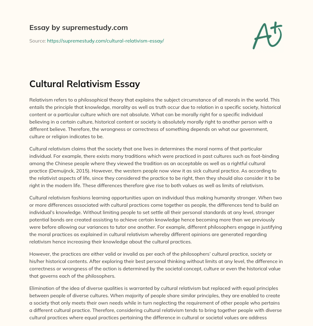 cultural relativism essay pdf