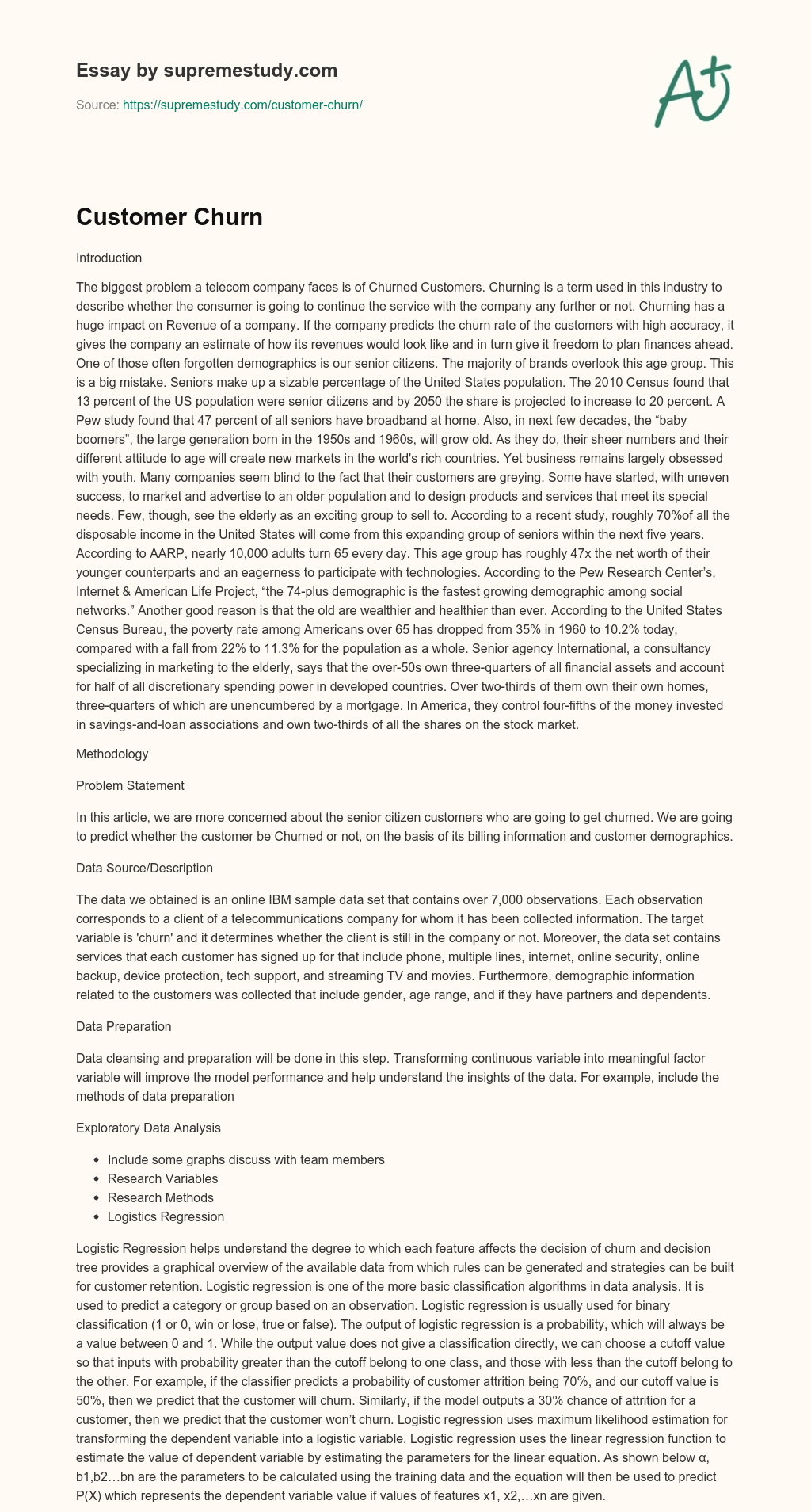 Customer Churn essay