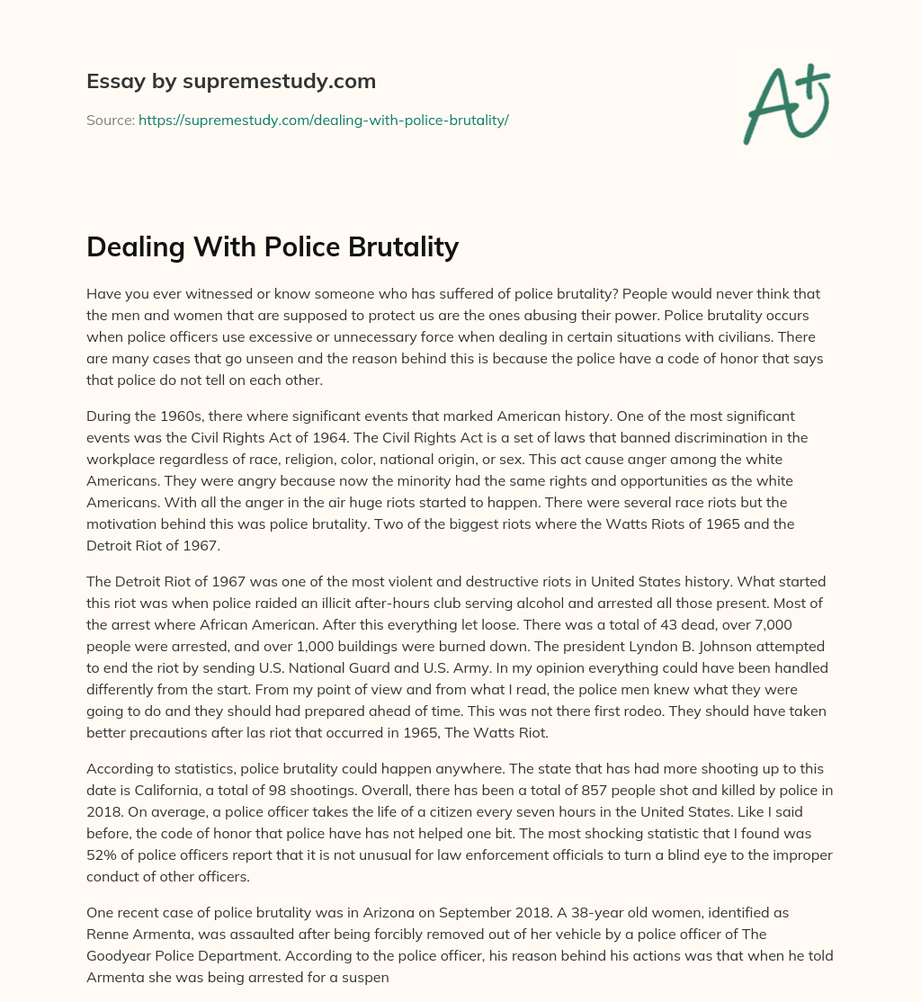 Dealing With Police Brutality essay