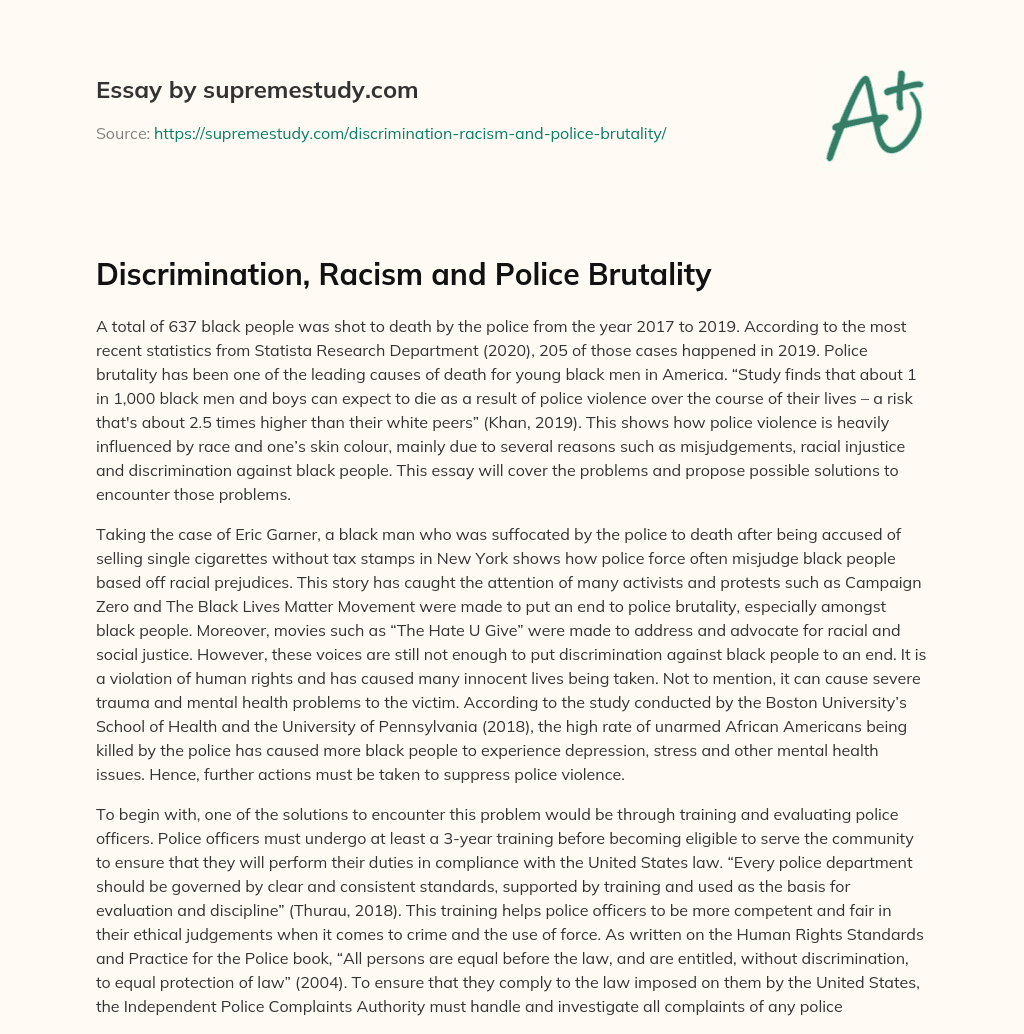 Discrimination, Racism and Police Brutality essay