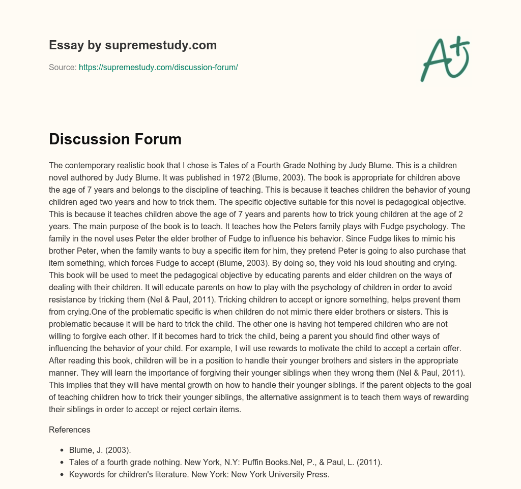 Discussion Forum essay