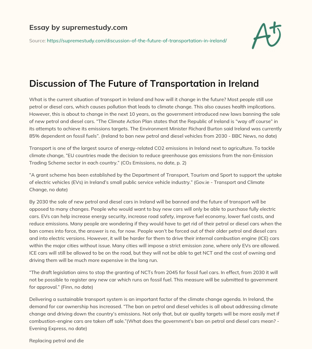 Discussion of The Future of Transportation in Ireland essay