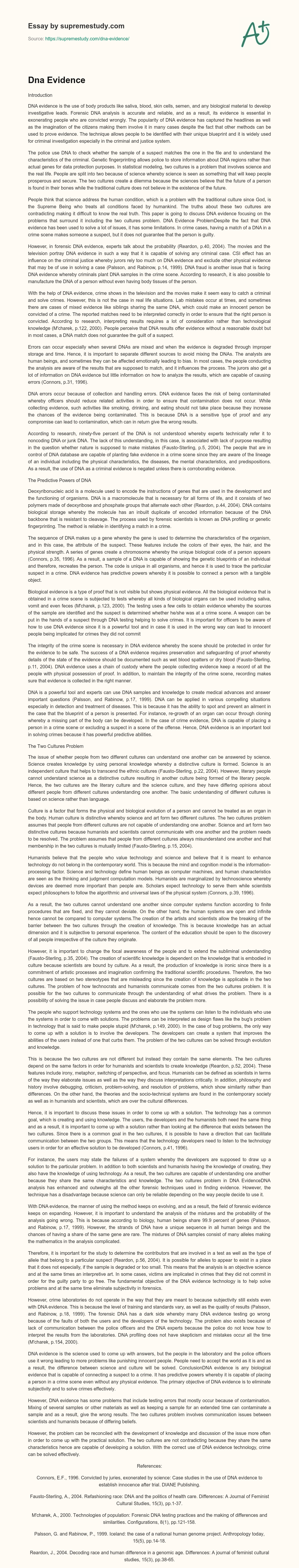 Dna Evidence essay