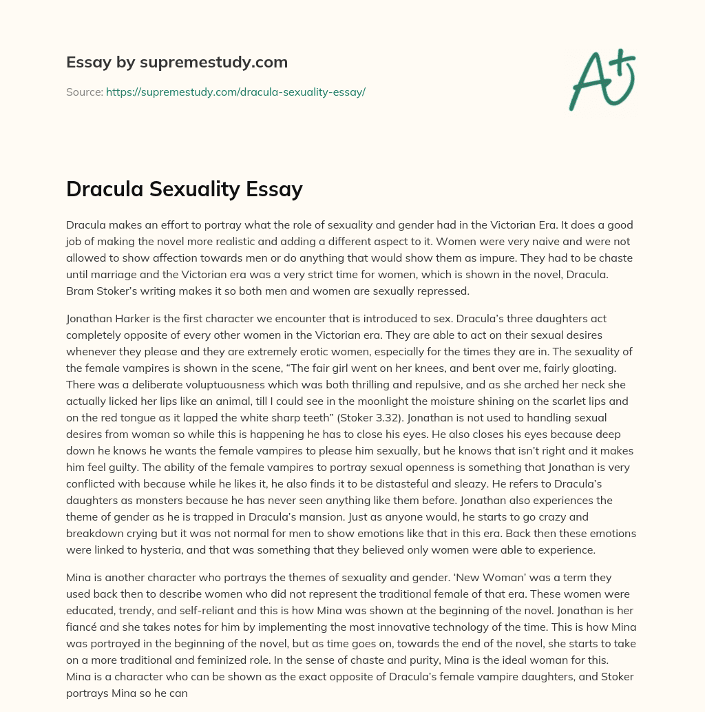 Dracula Sexuality Essay essay