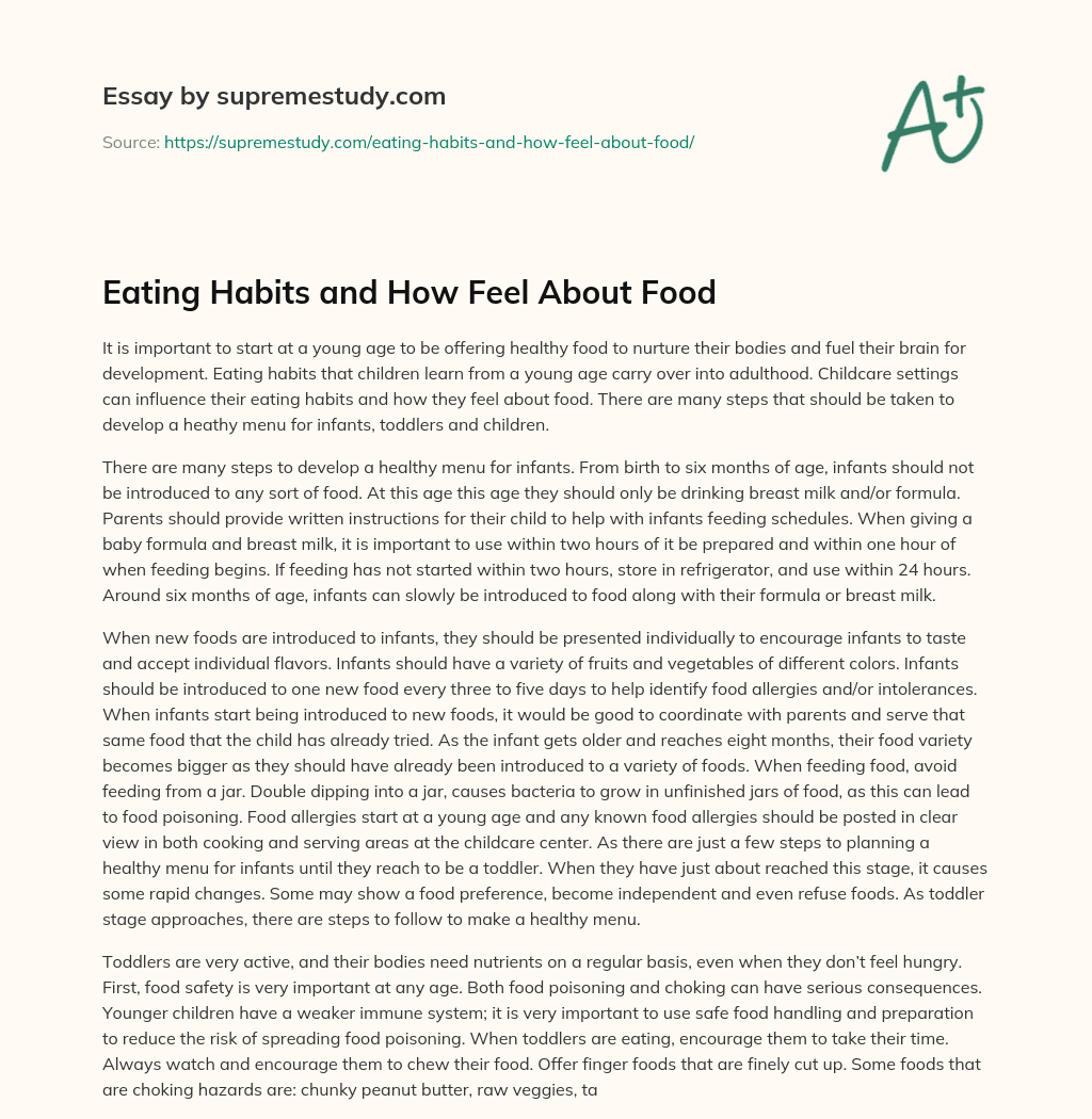 Eating Habits and How Feel About Food essay