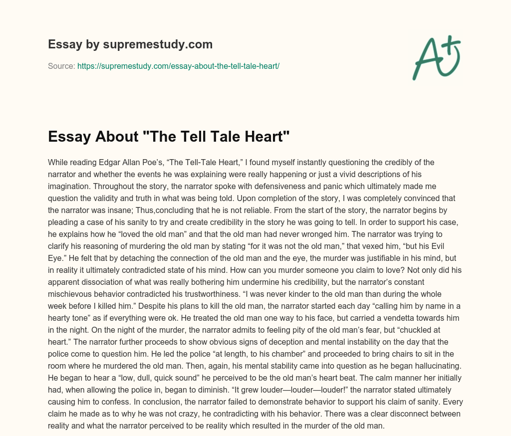 Essay About “The Tell Tale Heart” essay