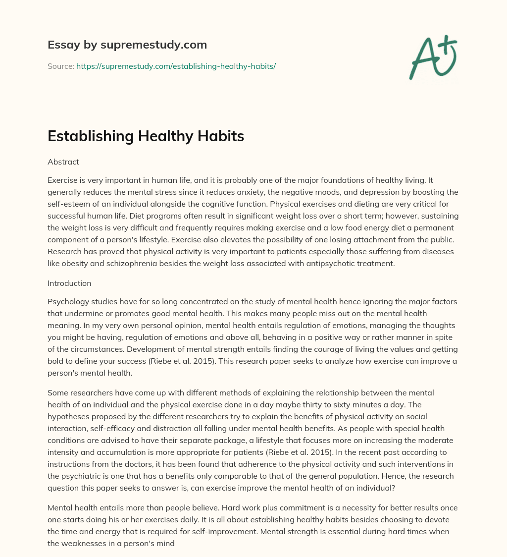 Establishing Healthy Habits essay