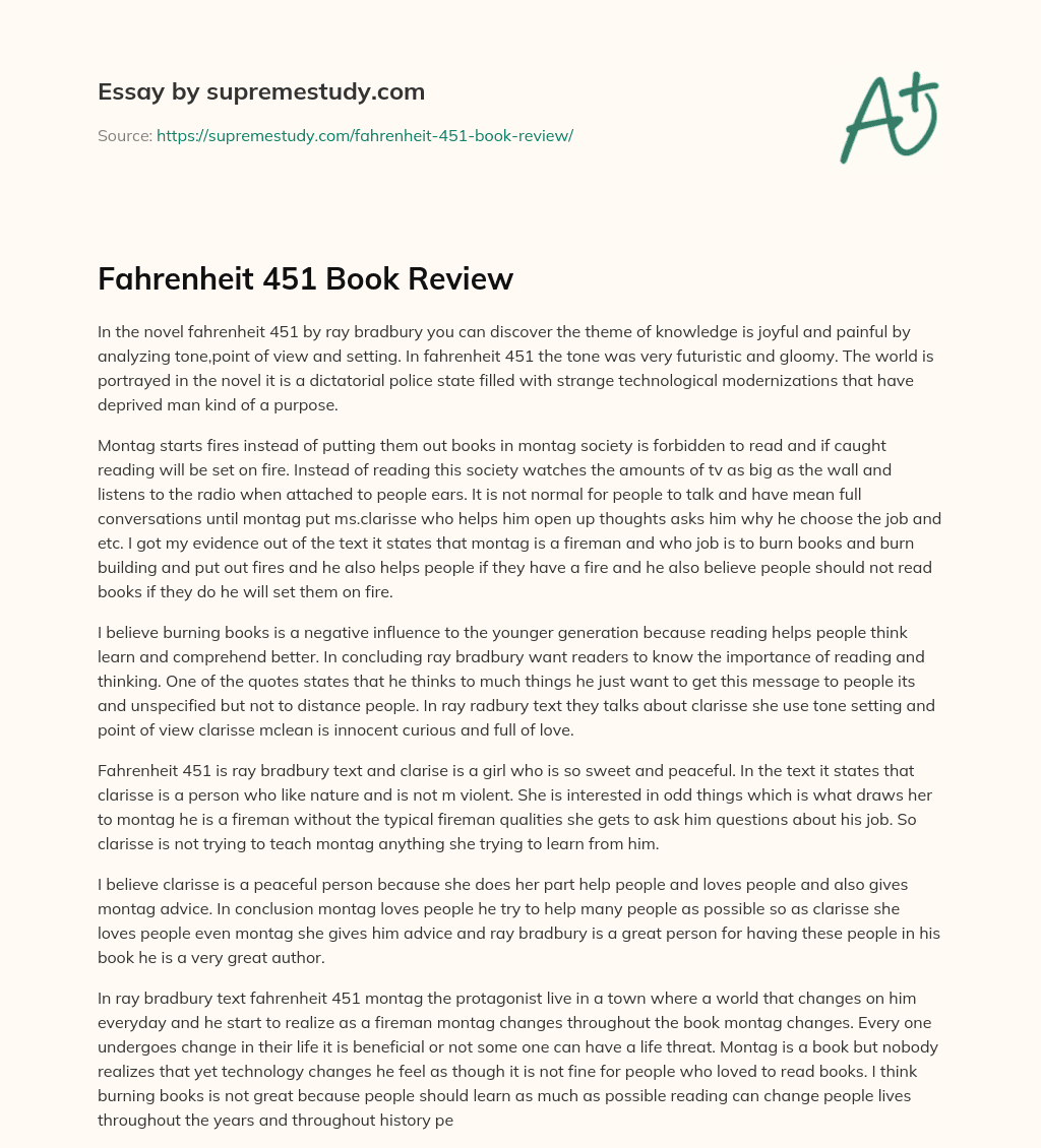 fahrenheit 451 book review essay
