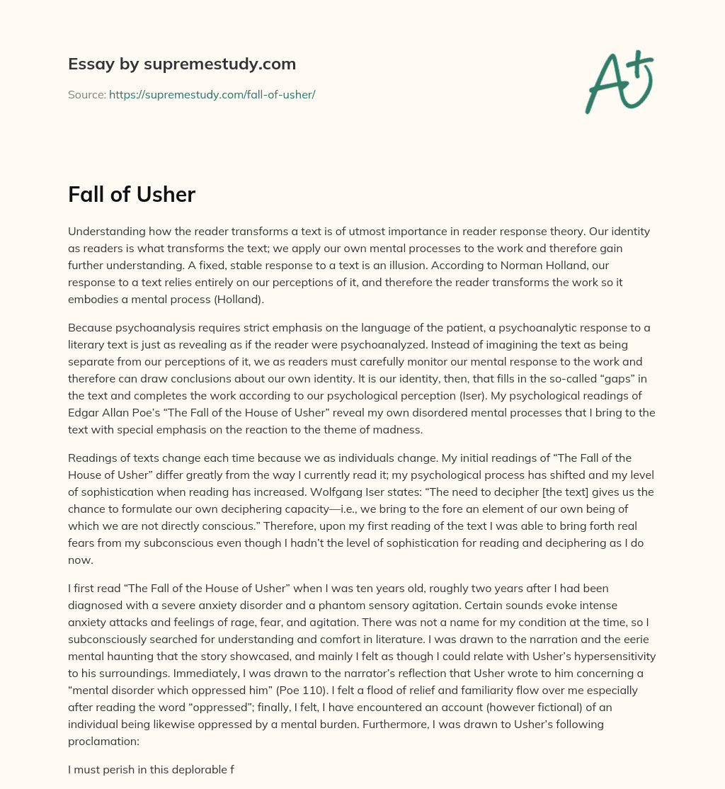 Fall of Usher essay
