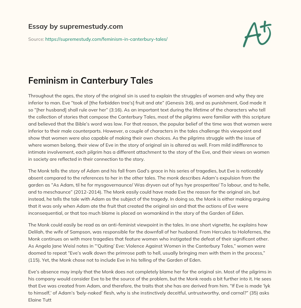 Feminism in Canterbury Tales essay