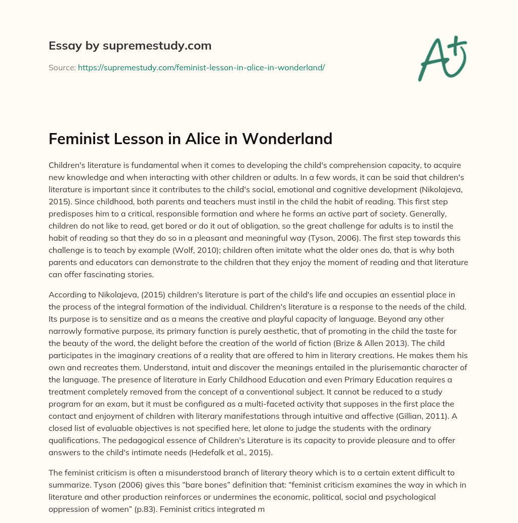 Feminist Lesson in Alice in Wonderland essay