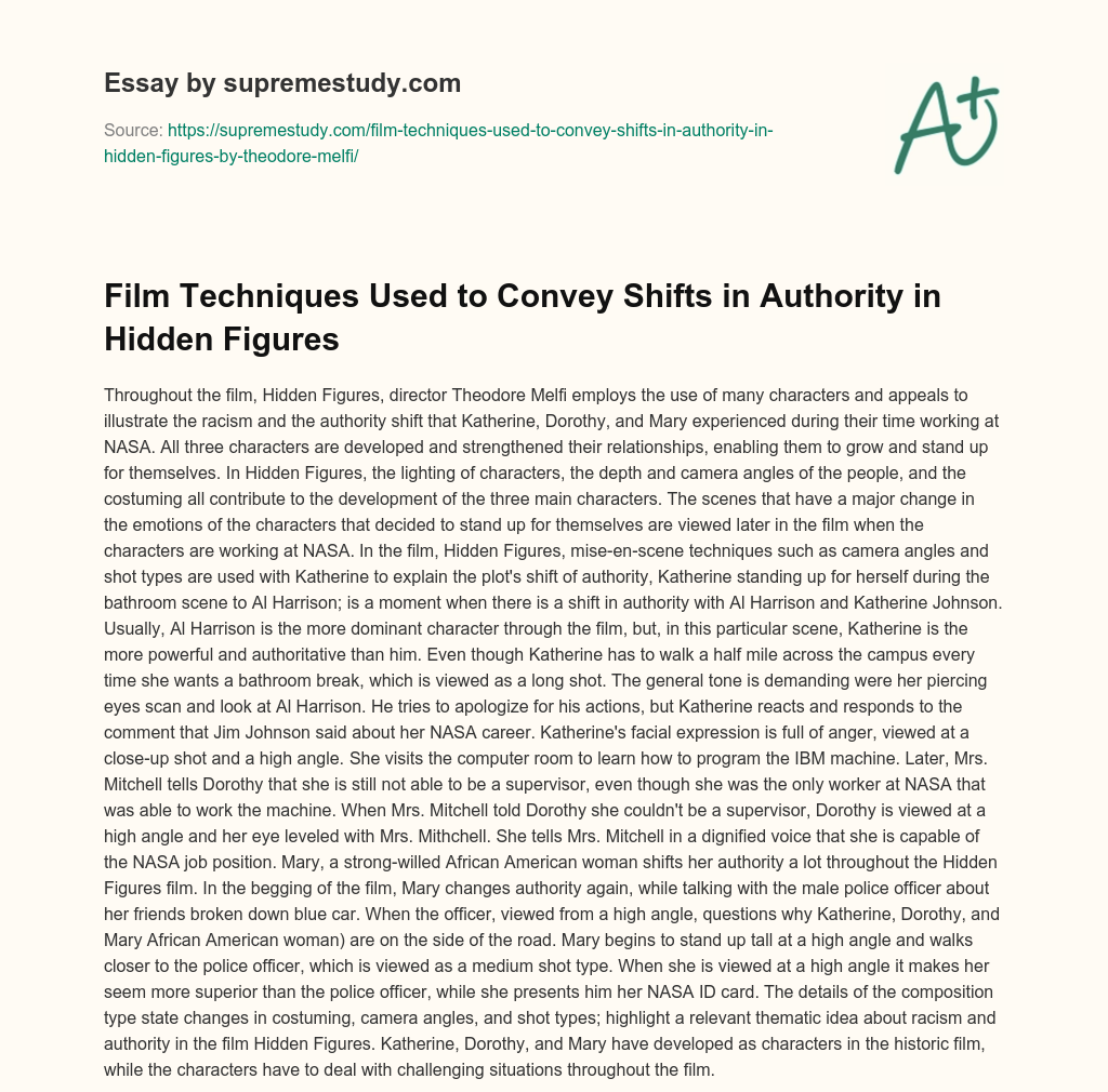 hidden figures movie analysis essay