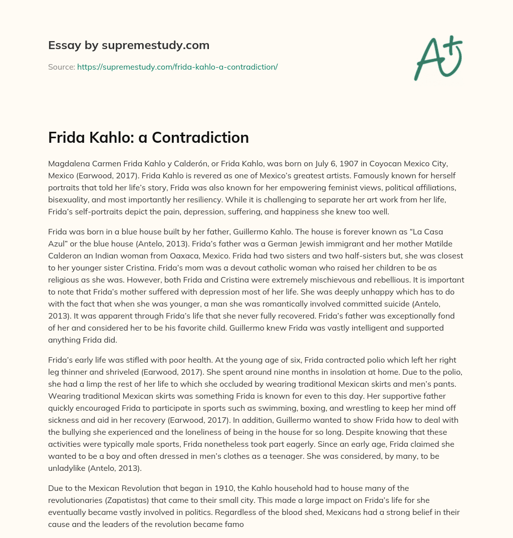 Frida Kahlo: a Contradiction essay