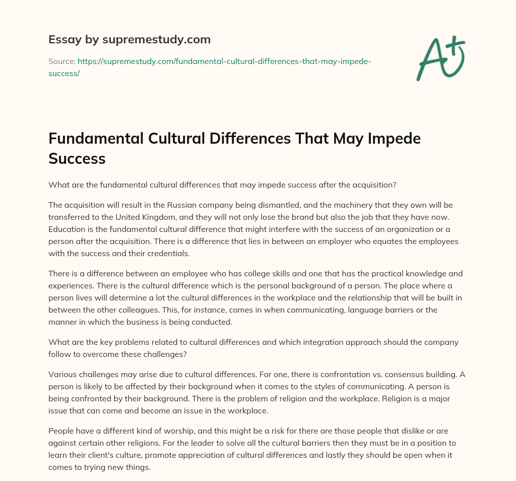 cultural differences opinion essay