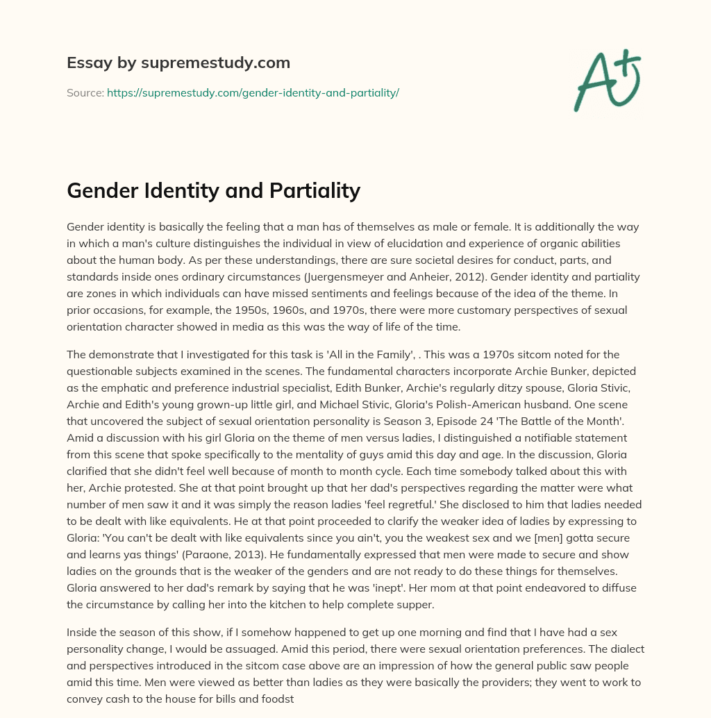 Gender Identity and Partiality essay
