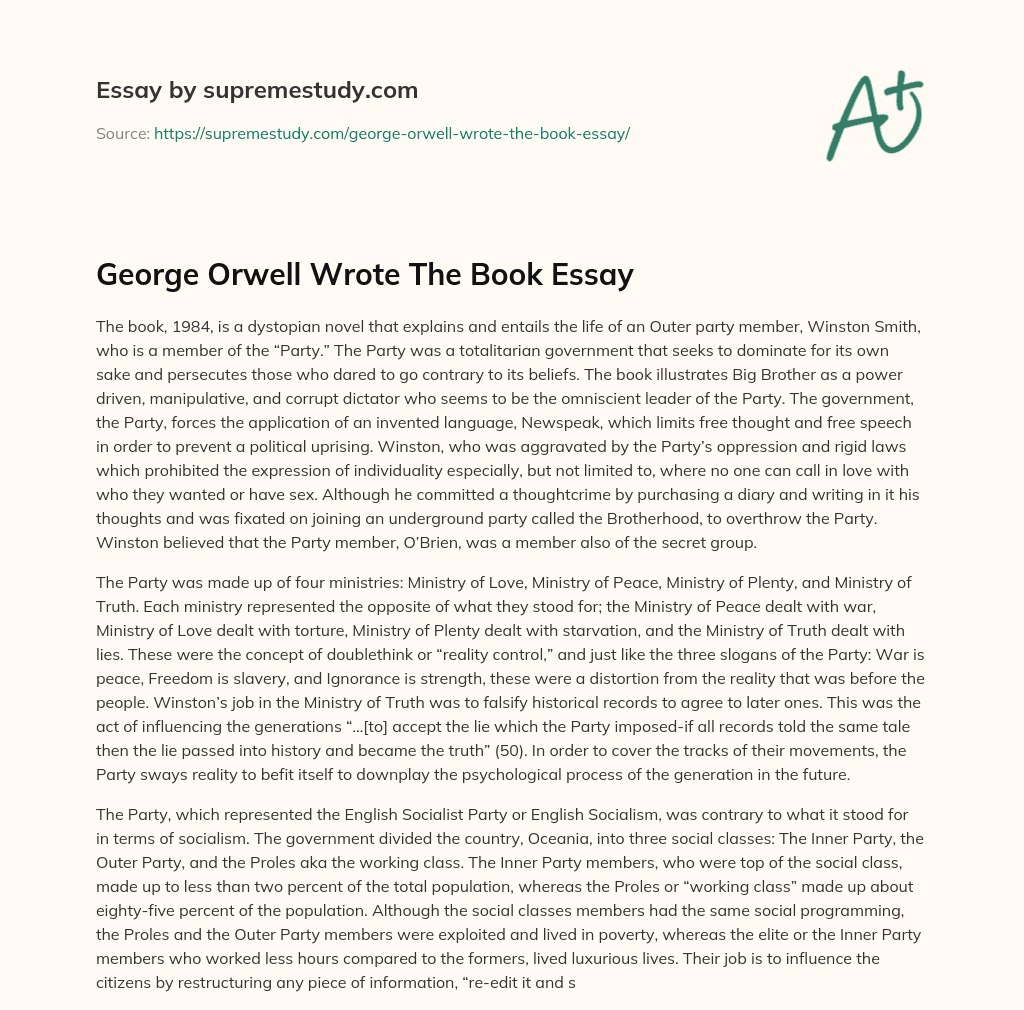 George Orwell Wrote The Book Essay essay