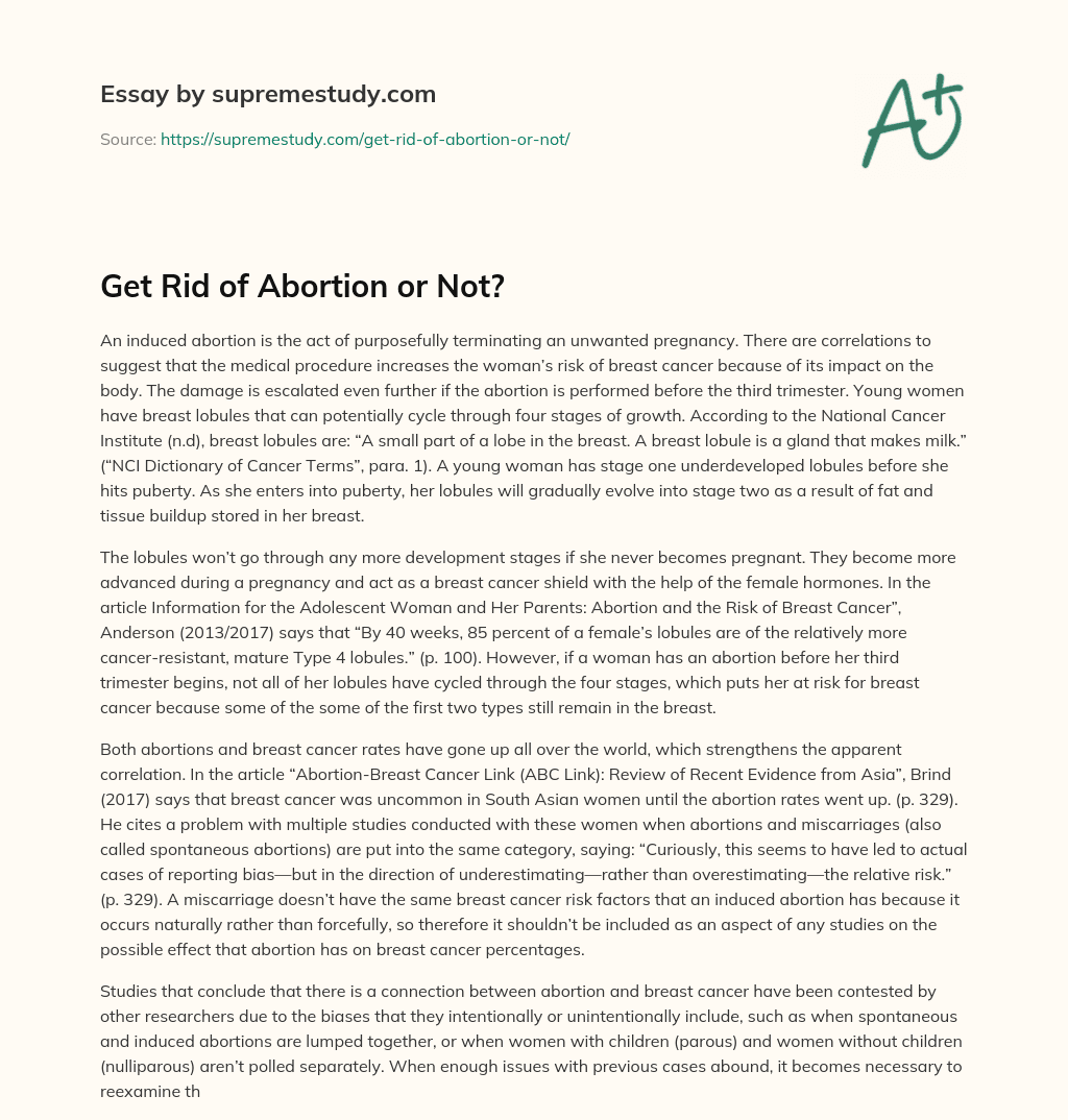 Get Rid of Abortion or Not? essay
