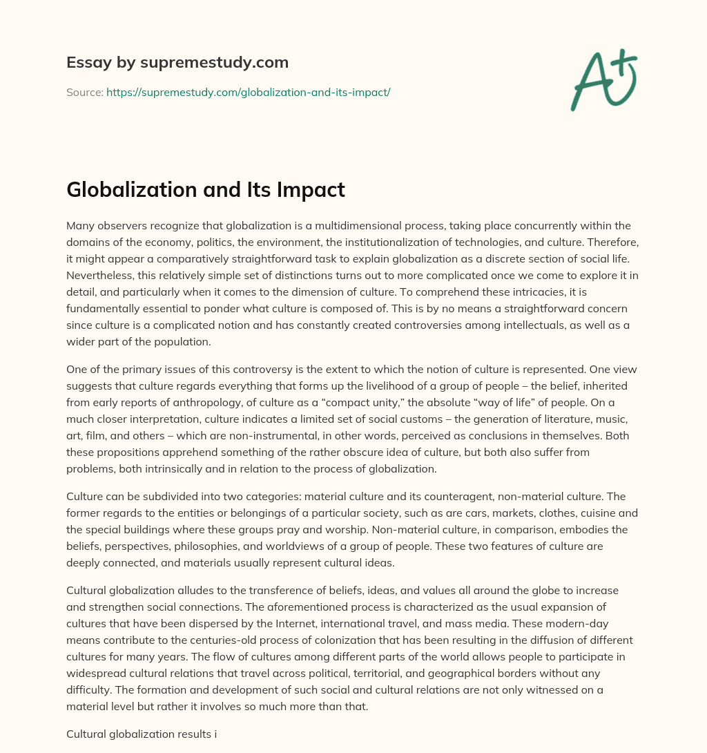 Globalization and Its Impact essay