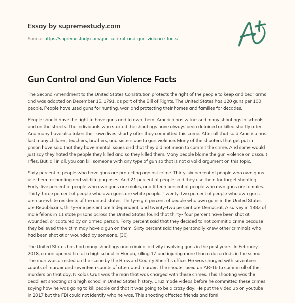 Gun Control and Gun Violence Facts essay
