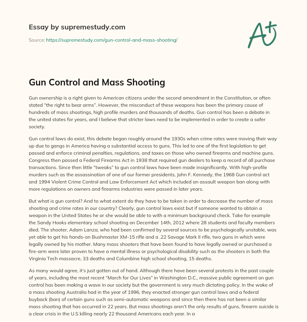 Gun Control and Mass Shooting essay
