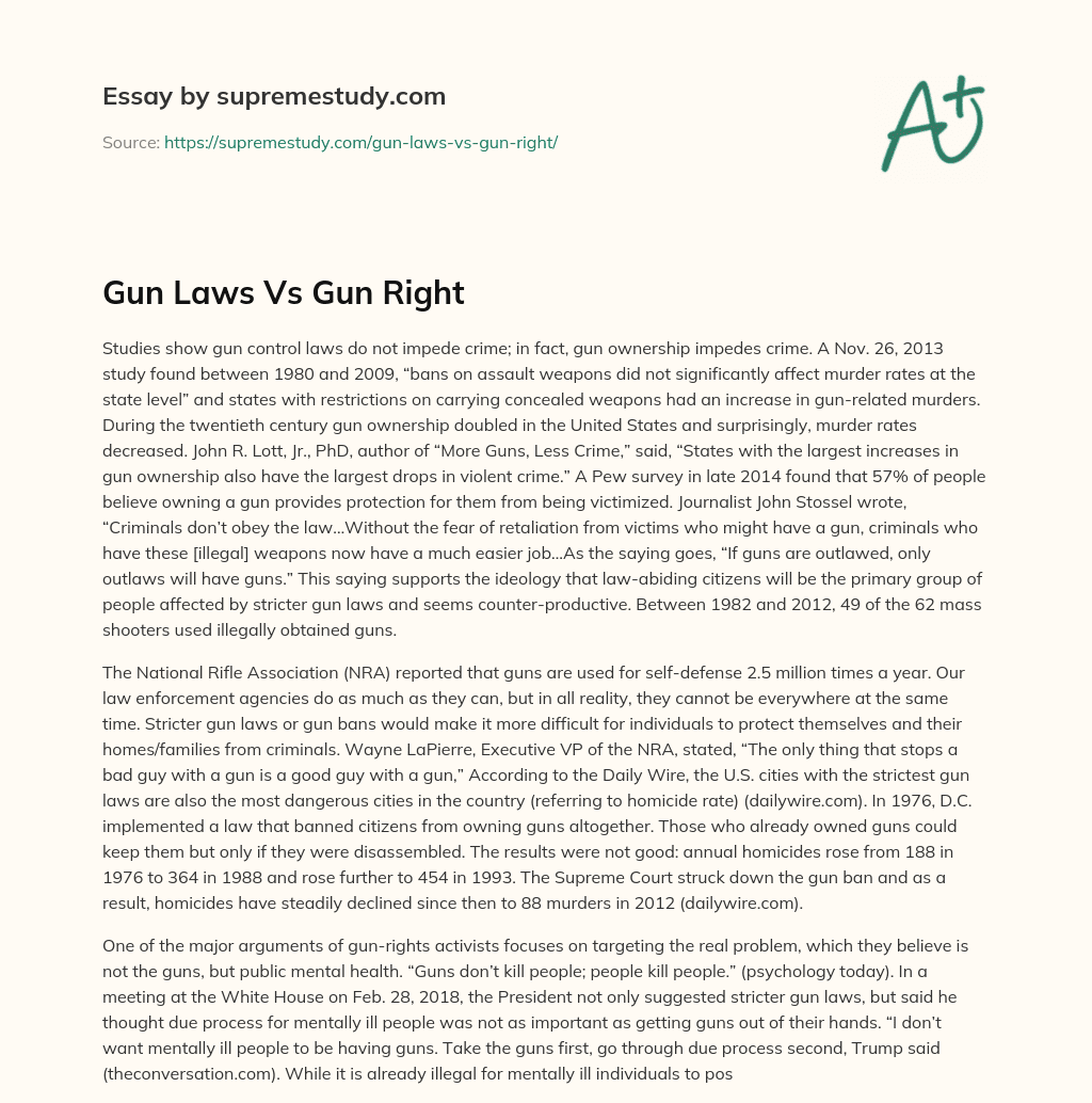 Gun Laws Vs Gun Right essay