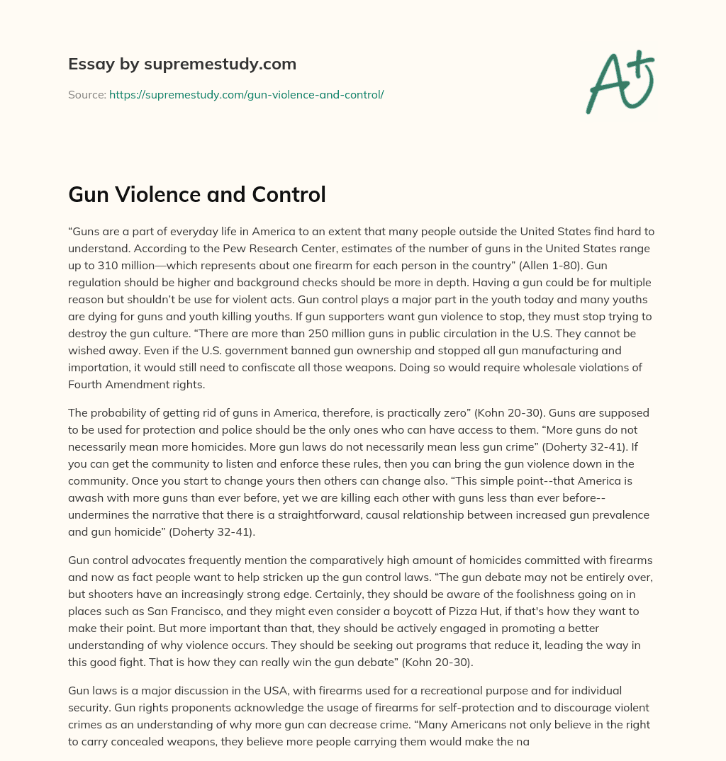 Gun Violence and Control essay