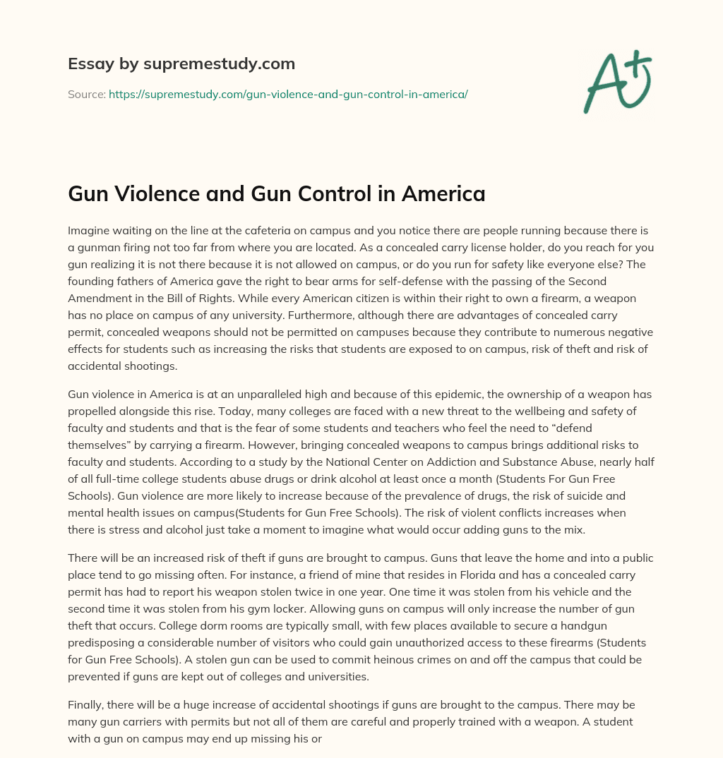 Gun Violence and Gun Control in America essay
