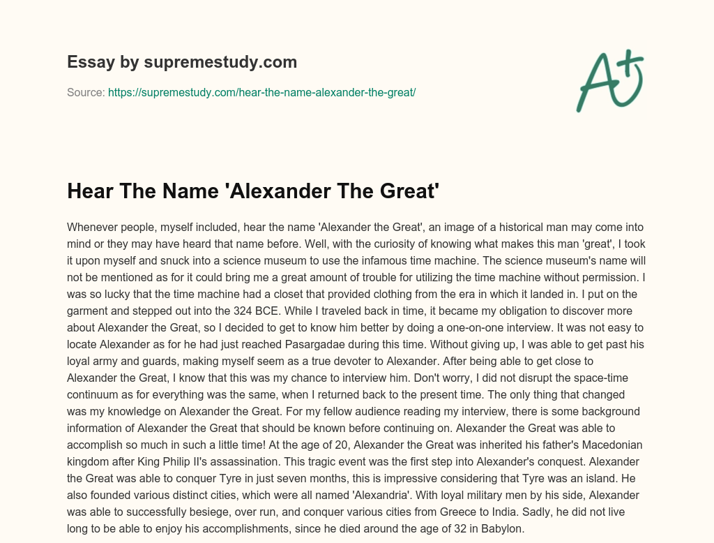 Hear The Name ‘Alexander The Great’ essay