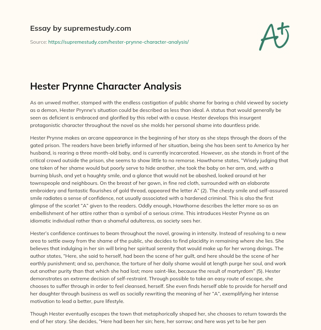 hester prynne character analysis essay