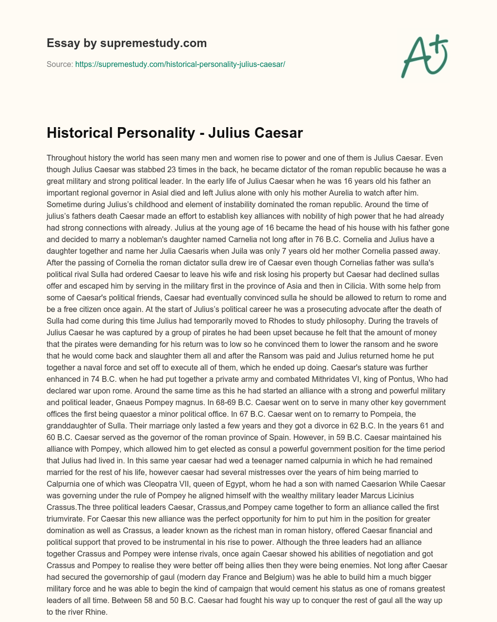 essay on historical personality