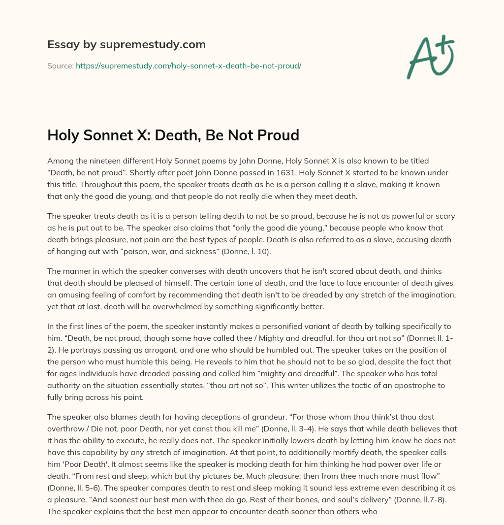 death be not proud essay question