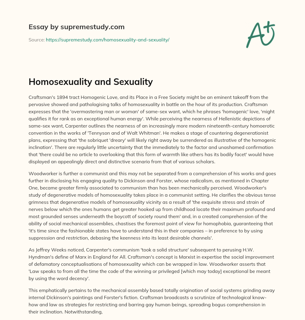 Homosexuality and Sexuality essay