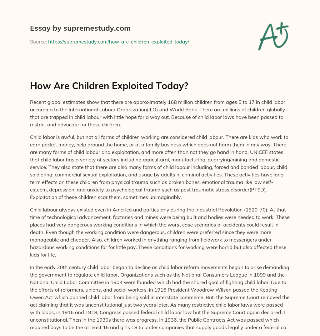 How Are Children Exploited Today? essay