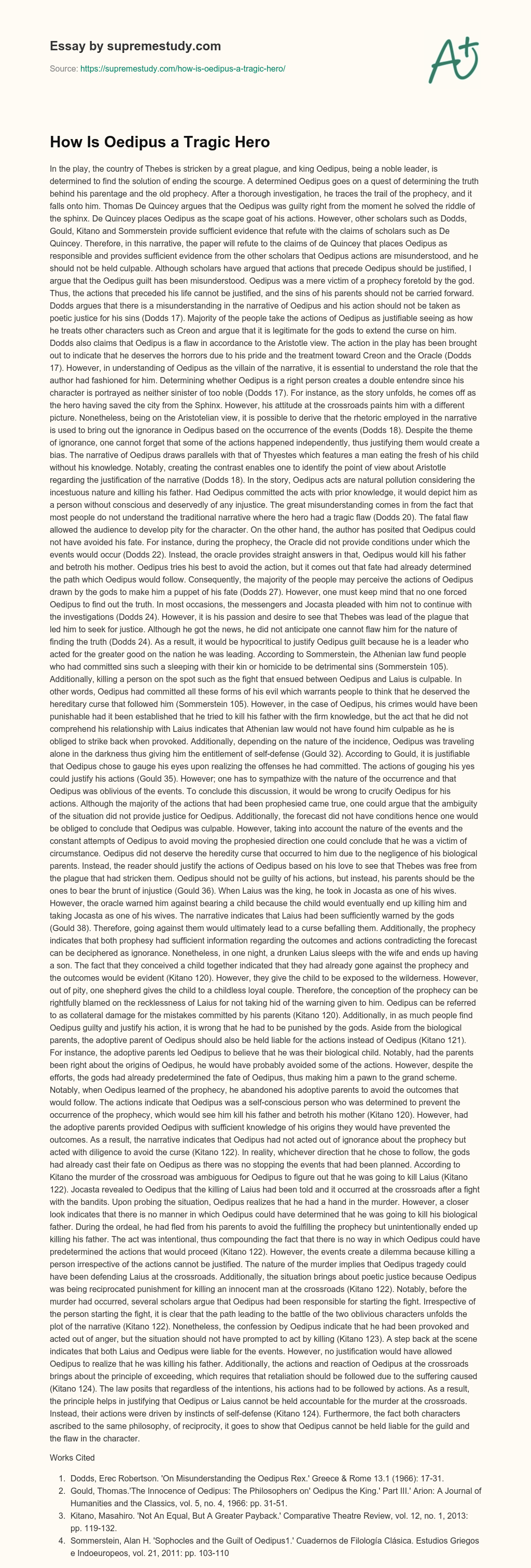 How Is Oedipus a Tragic Hero essay