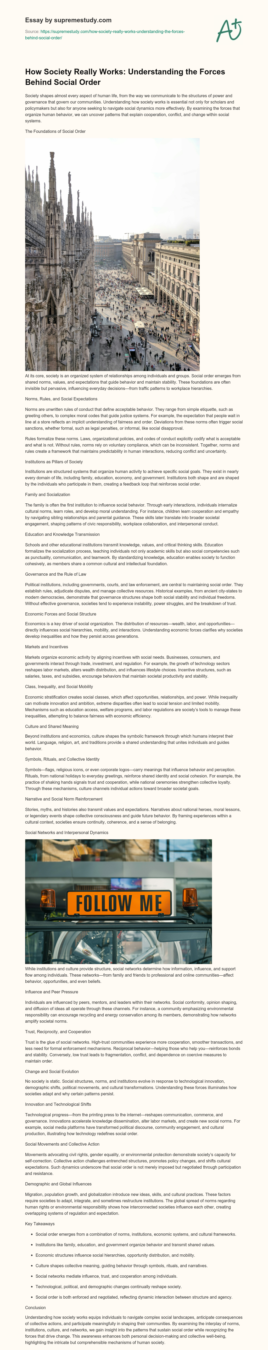 How Society Really Works: Understanding the Forces Behind Social Order essay