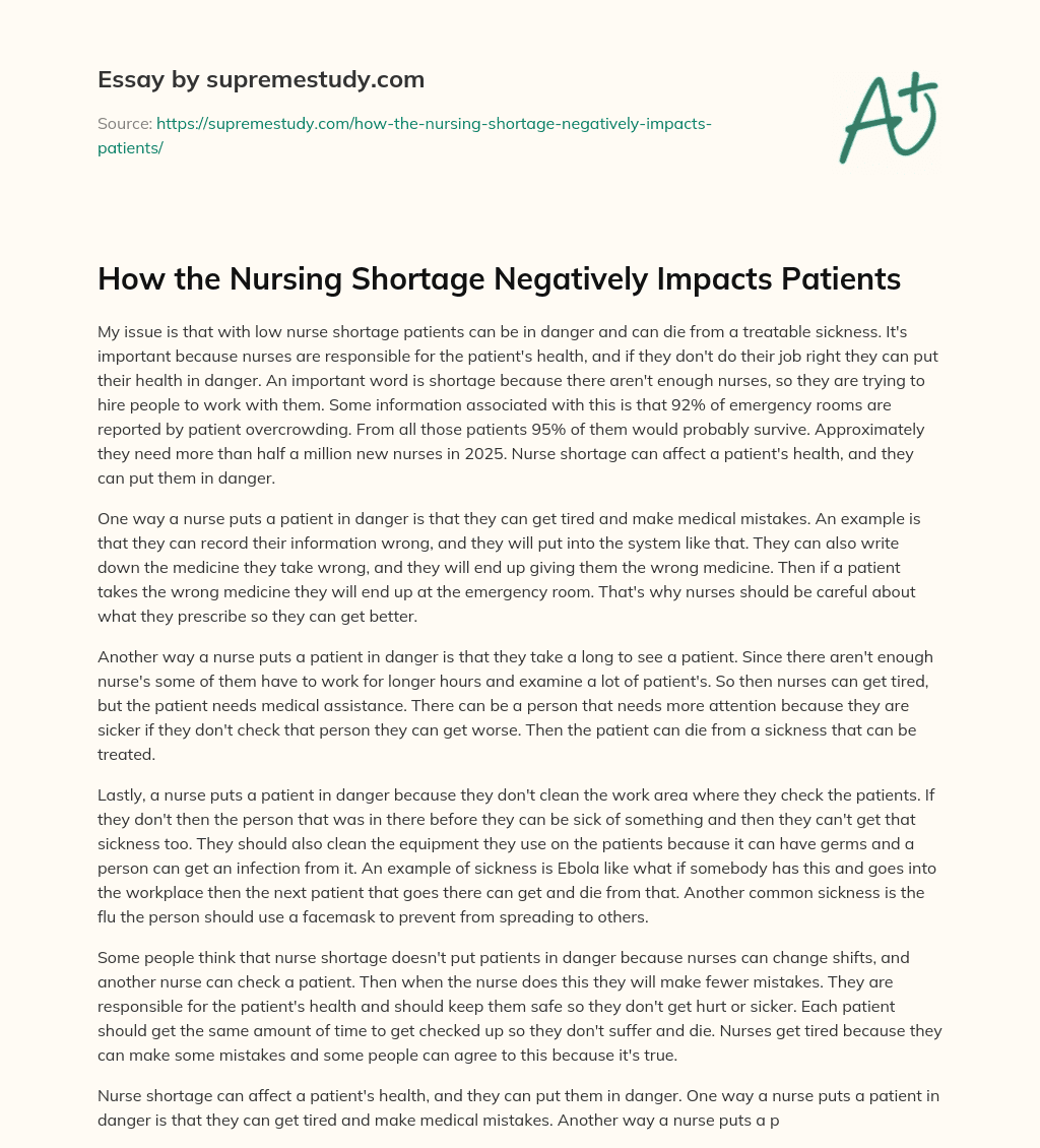 the nursing shortage essay