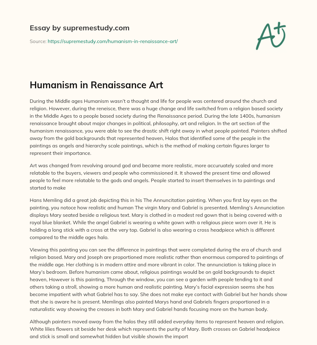 Humanism in Renaissance Art essay