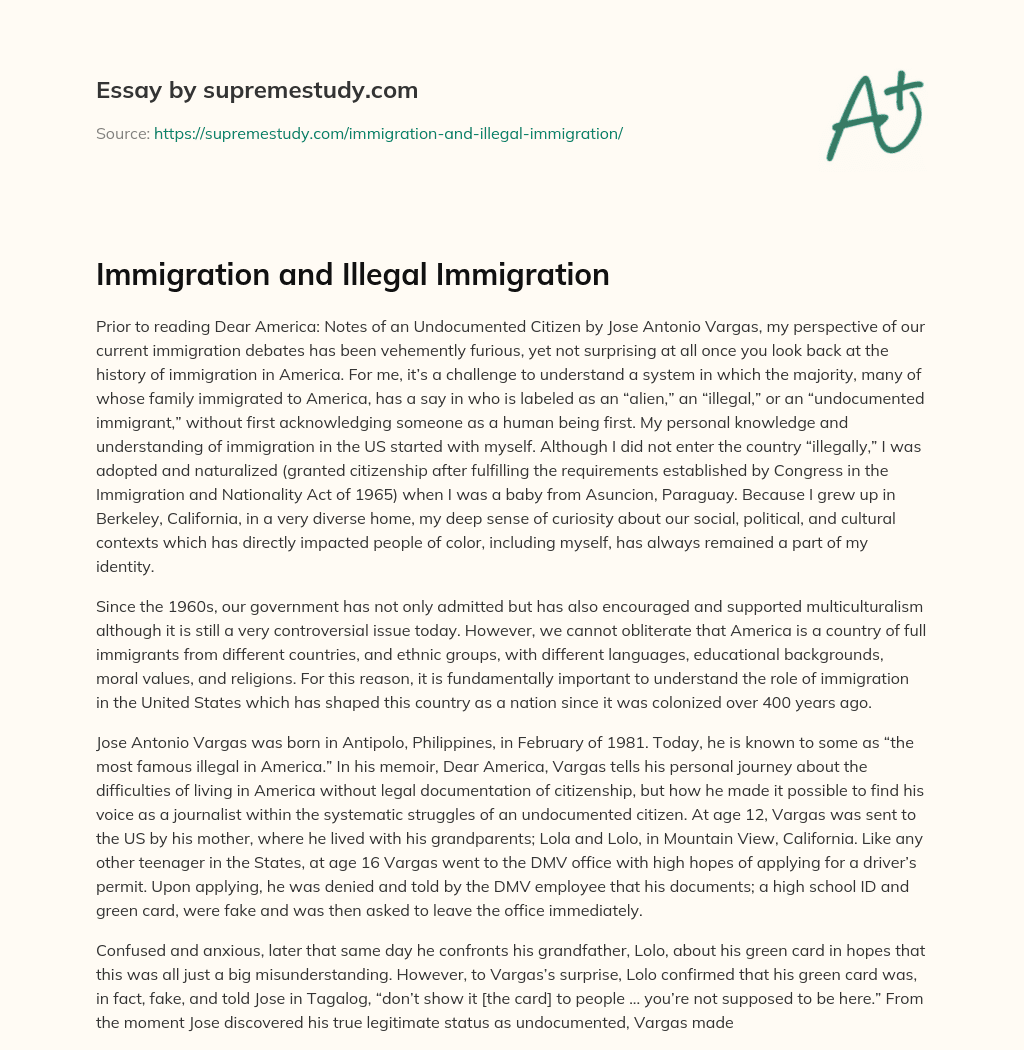 Immigration and Illegal Immigration essay