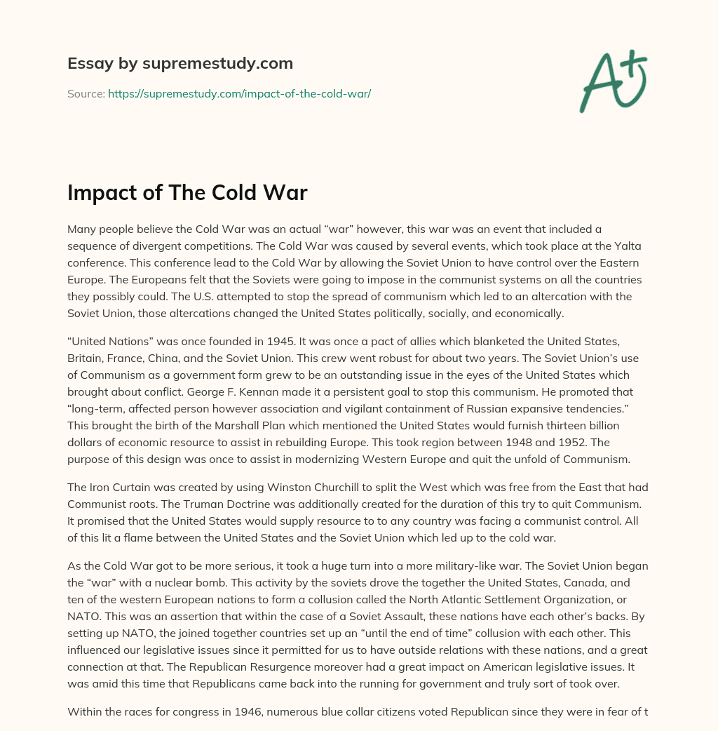 Impact of The Cold War essay