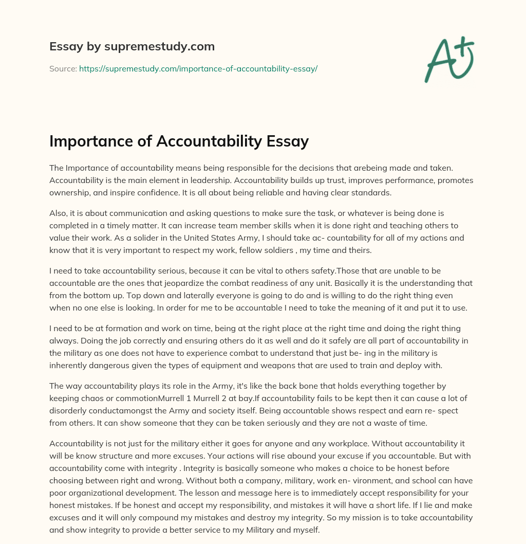 importance of accountability essay