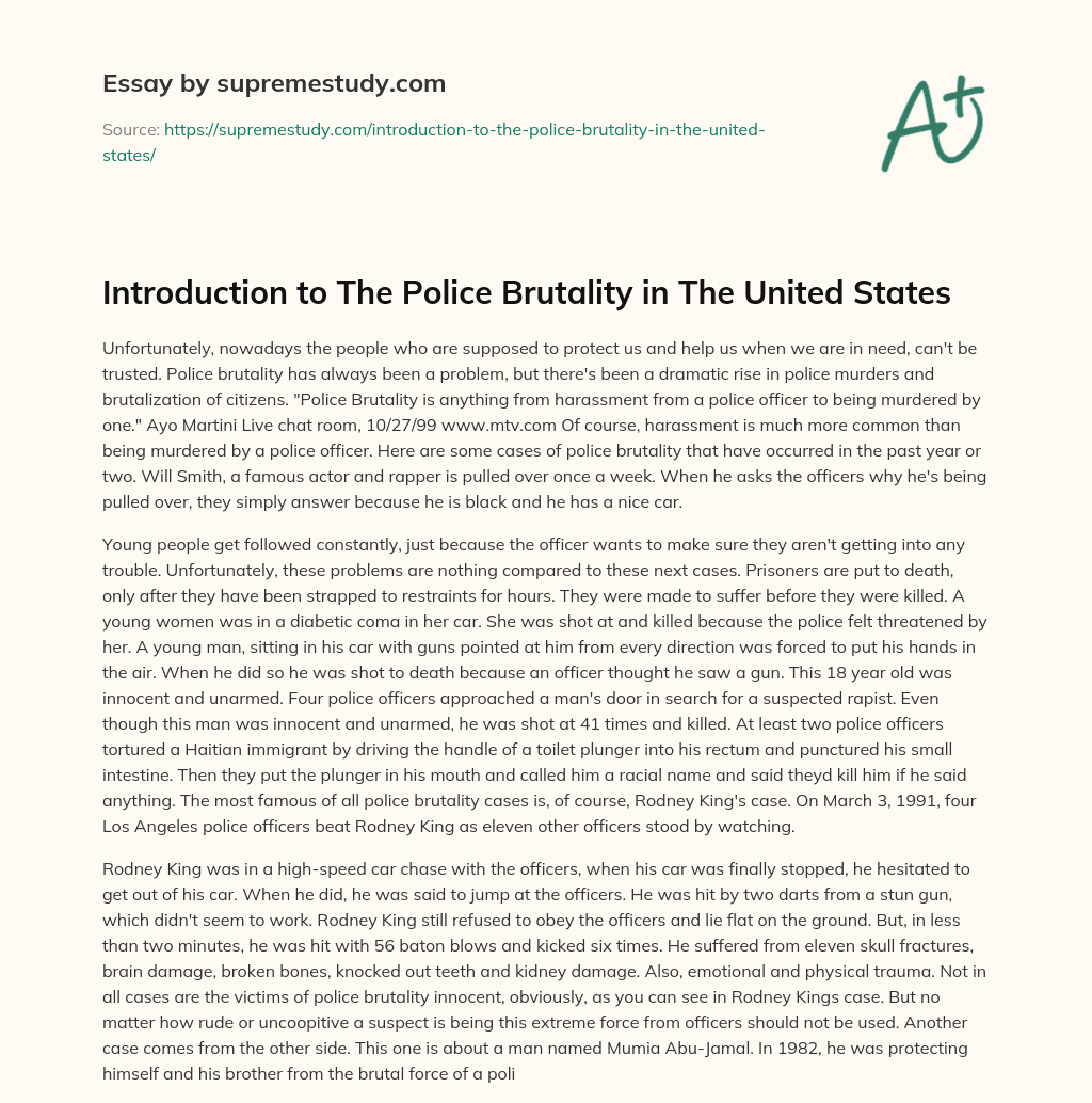 police brutality essay introduction