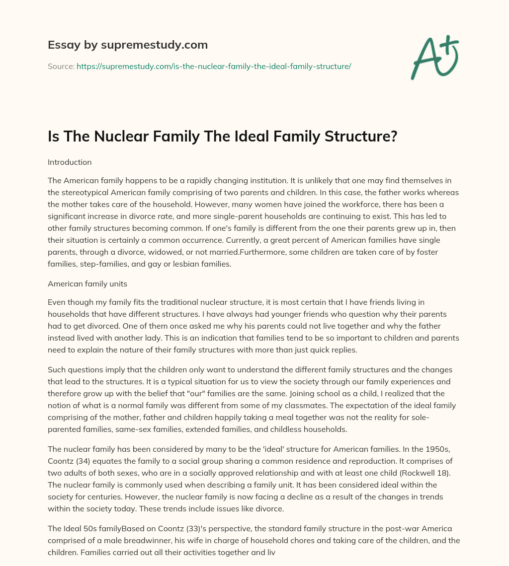 essay about an nuclear family