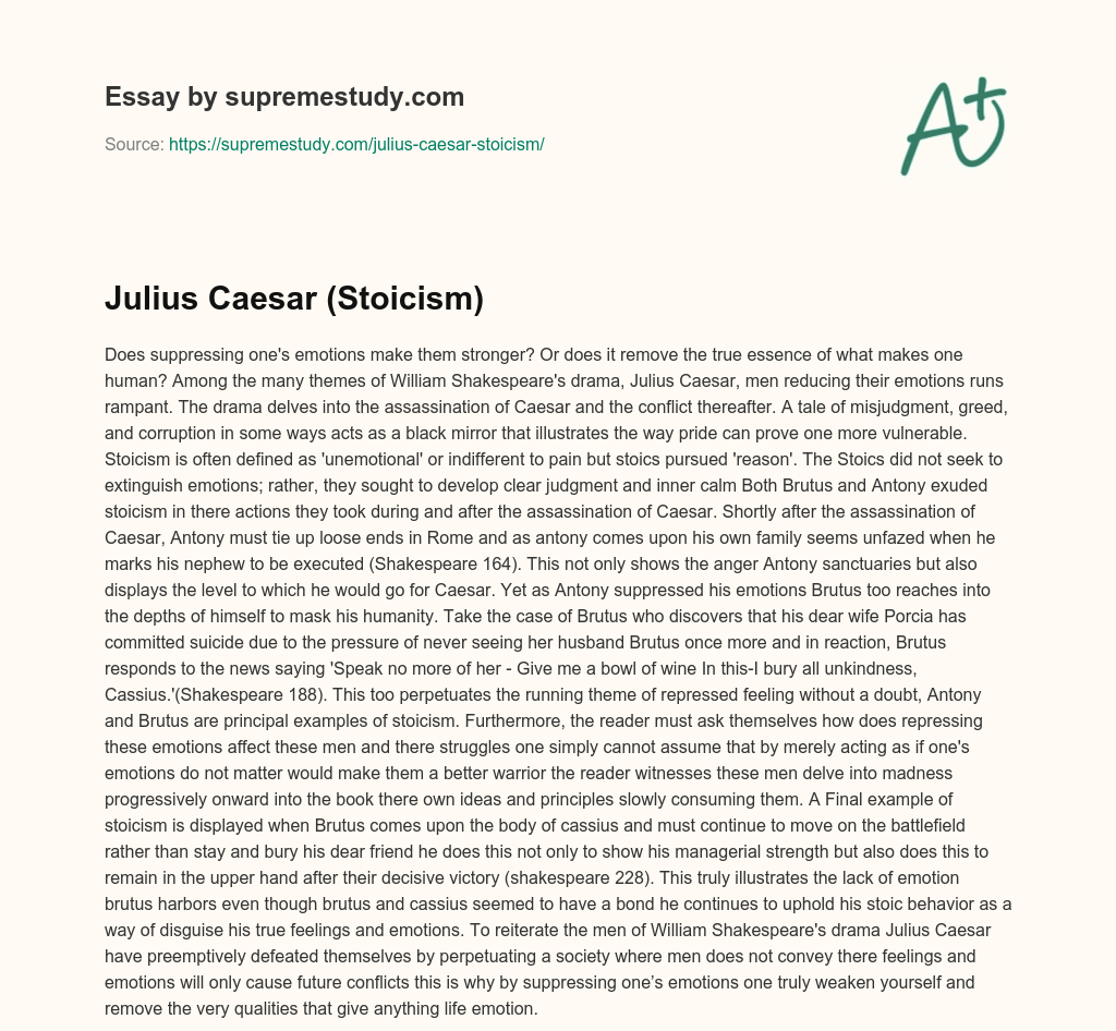 Julius Caesar (Stoicism) essay