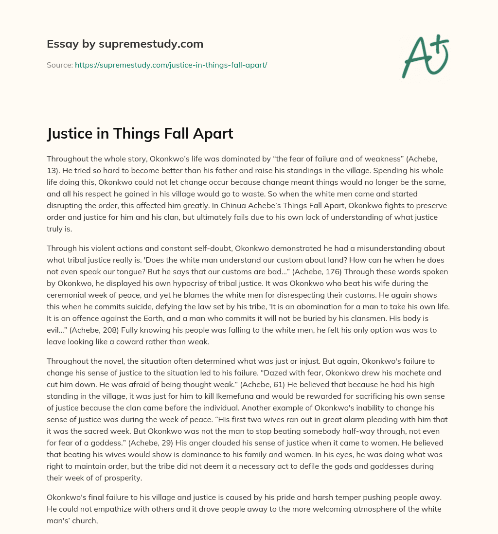 things fall apart fear essay