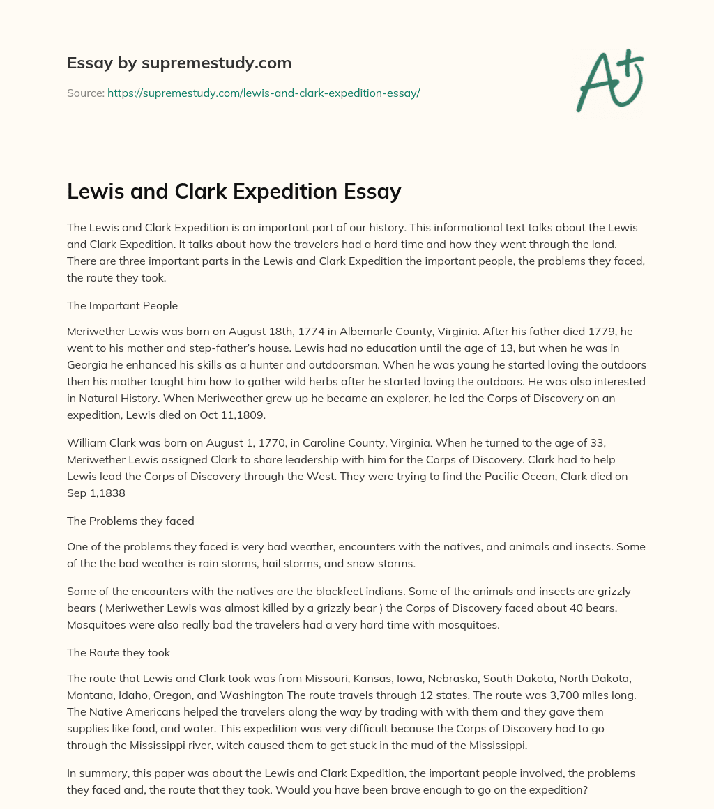 Lewis and Clark Expedition Essay essay