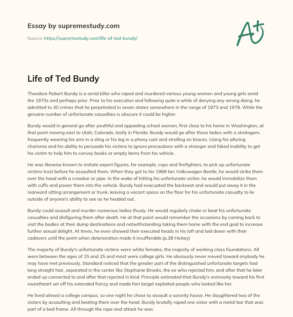 Life of Ted Bundy essay